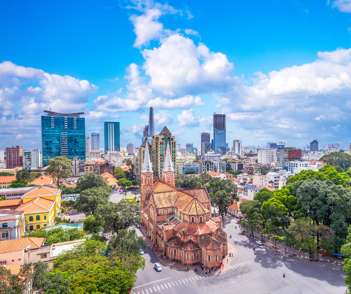 Cityscape of Saigon in Vietnam